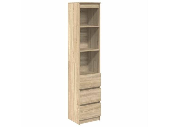 HEFZGDB Highboard Sonoma-Eiche 37,5x35x180 cm aus Holzwerkstoff mit Stauraum: Pflegeleichtes Highboard mit Wandhalterung, dekoratives mit viel Stauraum für Wohnbereich und langlebiges