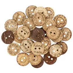 buttinette Kokosnuss-Knöpfe "handmade", Größe: 18 mm, 30 Stück
