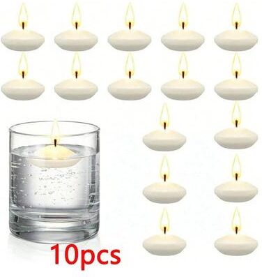 Uplift Treasures Unscented Floating Disc Candles For Romantic Decor 10pcs White