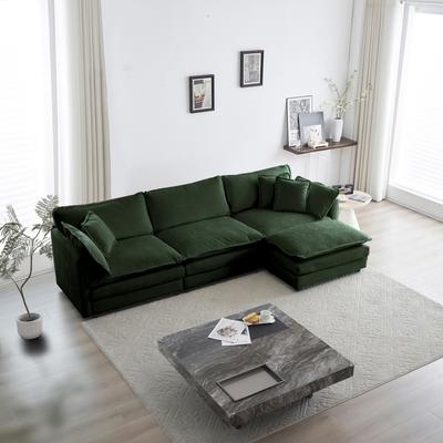 GDFStudio - Jimmy Chenille 103.8 Inch L-Shaped 3 Seater Sofa and 1 Ottoman with Pillow