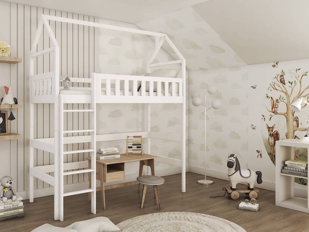 Harriet Bee Cadmar Kids Bed White UK Single 90 x 190cm