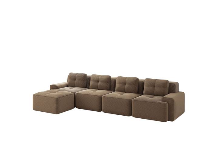 Canapé modulable en velours côtelé avec design antidérapant brun