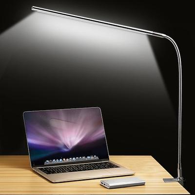 LED-Schreibtischlampe mit Klemme, USB-betriebene Touch-Schreibtischlampe, verstellbare Klemme, modern und zeitgenössisch für Schlafzimmer/Arbeitszimmer/Büro, Metall