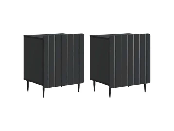 Tmriohed Nachttisch 2er Set Schwarz 43x34,5x52 cm Holzwerkstoff Stilvoller Beistelltisch mit 90° Pendeltür und stabilen Metallbeinen für Ordnung und Eleganz im Schlafzimmer.