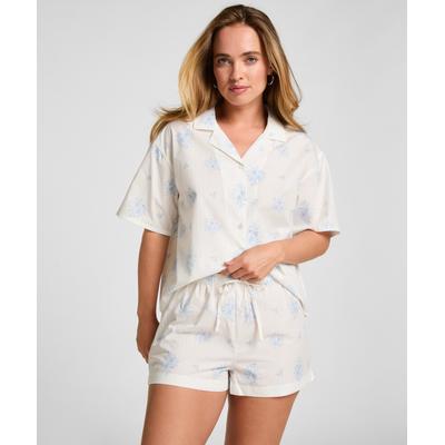 Pyjama HUNKEMÖLLER "Jacket Woven", Damen, Gr. XS, weiß, 100% Baumwolle, Homewear-Sets Pyjama
