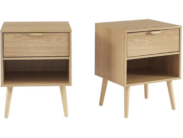 2 Nachttische-Set BAÏTA JEANNE 1 Schublade 40x34x50cm holz unifarben