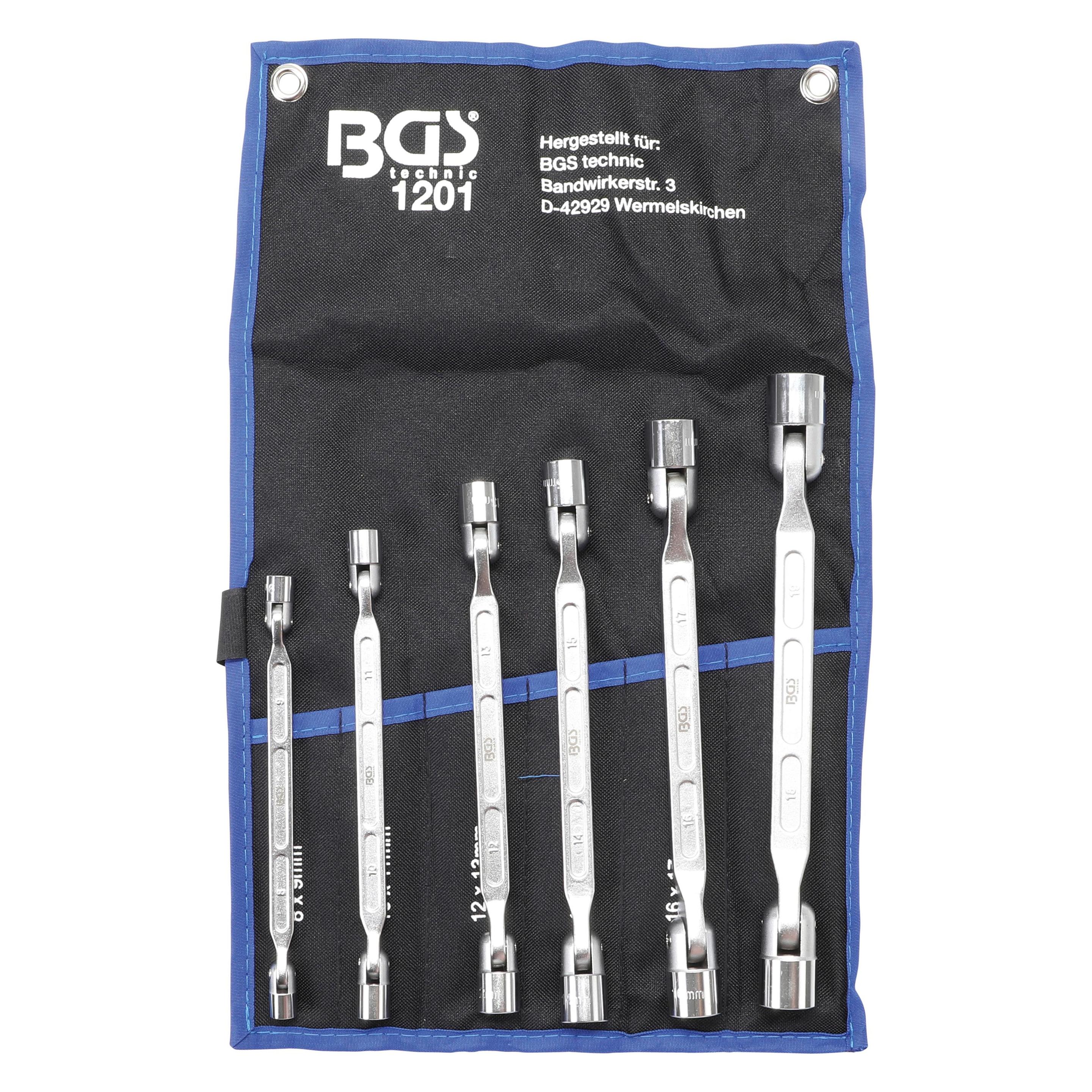 BGS Doppel-Ringschlüssel-Satz mit flexiblen Köpfen 6-tlg. (1201)