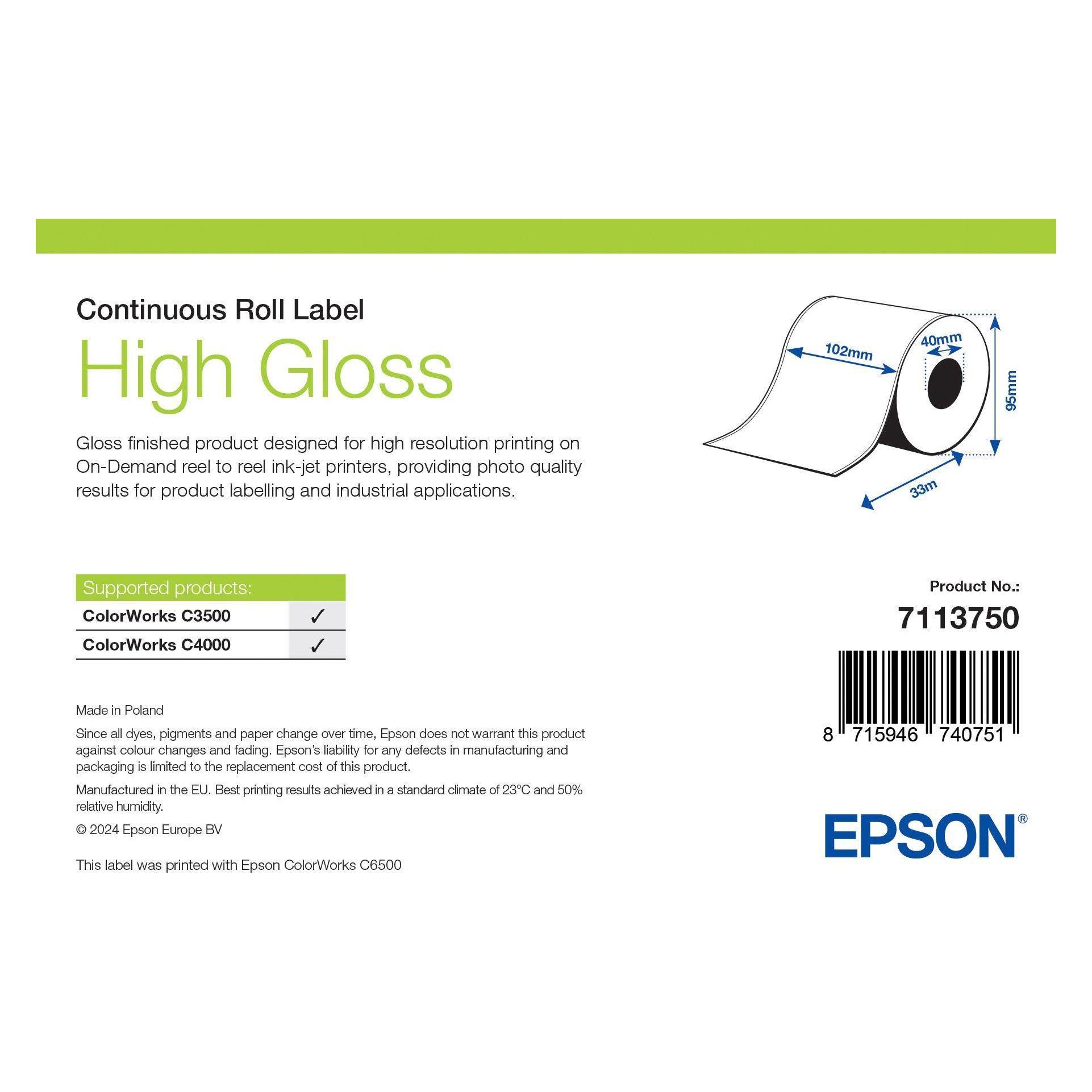 Epson High Gloss Label Continuous (12 mm) (7113750)