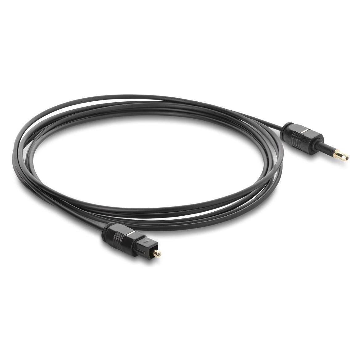 Delock TOSLINK Kabel mini TOSLINK 3,5 mm Stecker auf TOSLINK Stecker, Ø 2,2 mm, 2 m, schwarz (90920) (2 m, Toslink Kabel) (90920)