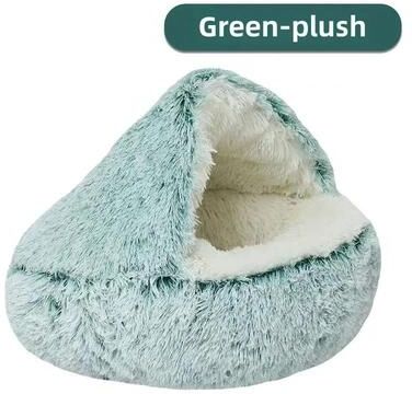 Uplift Essentials Plush Pet Bed Warm Winter Comfort Nest For Cats And Small Pets green Plush 23.6 X 23.6 In (large)