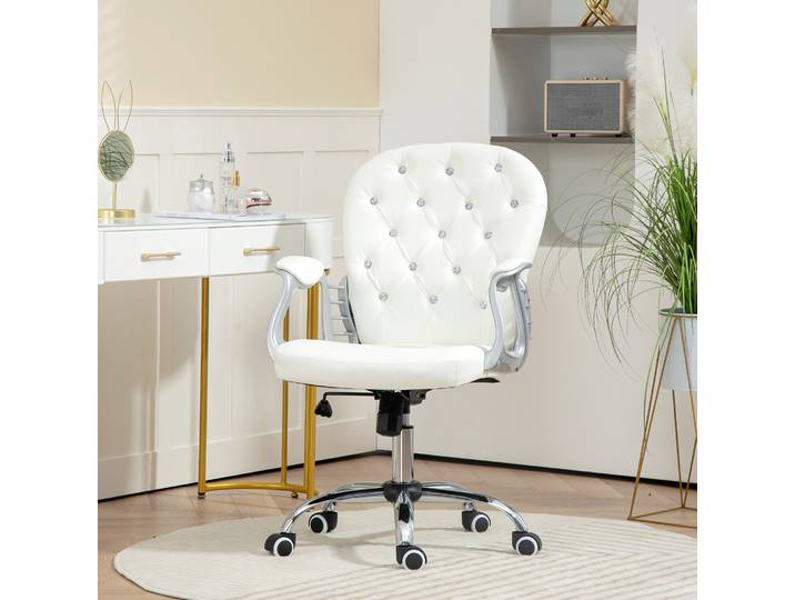 Vinsetto Chaise Bureau Ergonomique Blanc avec Accoudoirs