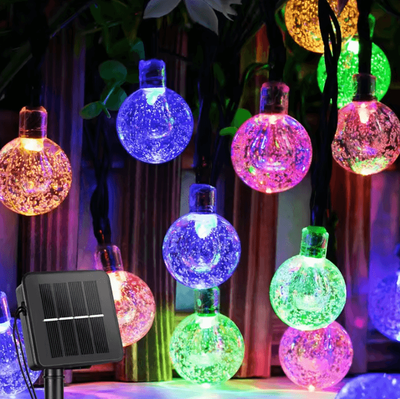 Inspire Curations Solar Crystal Bubble Ball String Lights For Outdoor Garden Decor multicolor 5m20led1pc