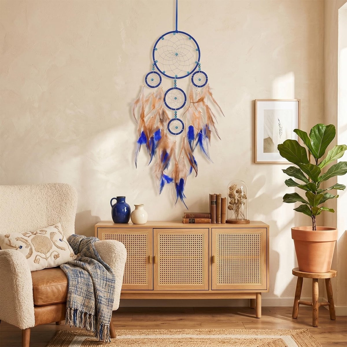 Dailygoods Handgemaakte Dromenvanger met Veren voor Kinderkamer en Slaapkamer