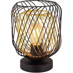 LED Tischleuchte Tischlampe Wohnzimmerlampe Gitteroptik Schwarz Metall H 24,5 cm