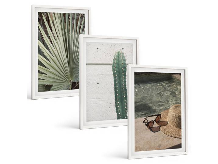 Tulup Bilder SET 3er Set - 40x60 cm Weißer Rahmen - Zubehör für tropische Pflanzen, Kunststoff, Rechteckig, 40x60 cm, gerahmt, Bilder & Rahmen, Bilder