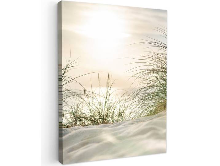 LEINWANDBILD Dünen mit Strandhafer in der Sonne des Nationalparks Schleswig-Holsteinisches Wattenmeer Wandbild Wohnzimmer 60x80 cm