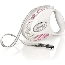 Flexi GLAM Composition M, 5M, 25KG, Perlmutt-Weiss (M, Hund, Allgemein), Halsband + Leine