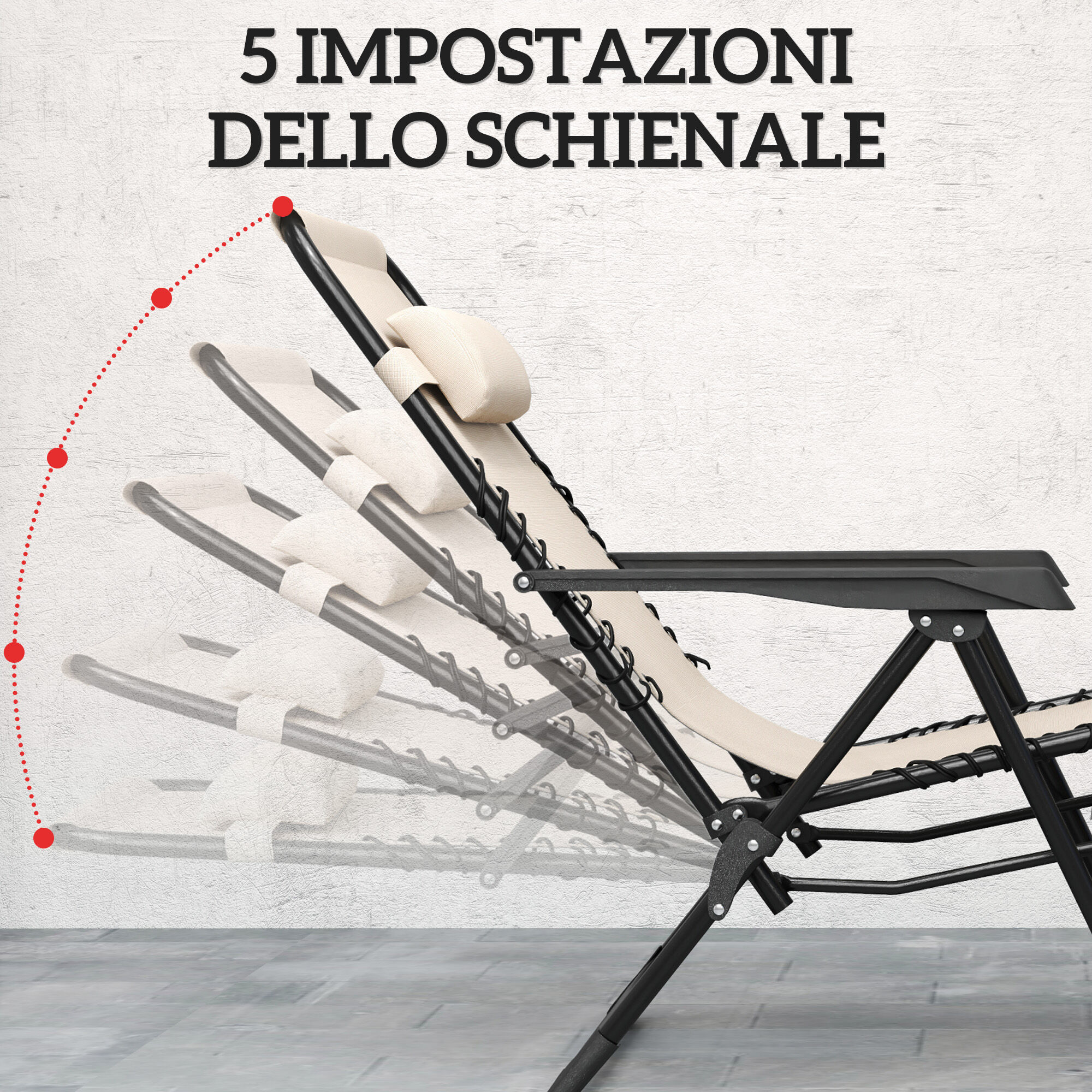 Altro Set 2 Sedie Sdraio A Gravità Zero Pieghevoli Con Schienale Regolabile E Tavolino, Beige