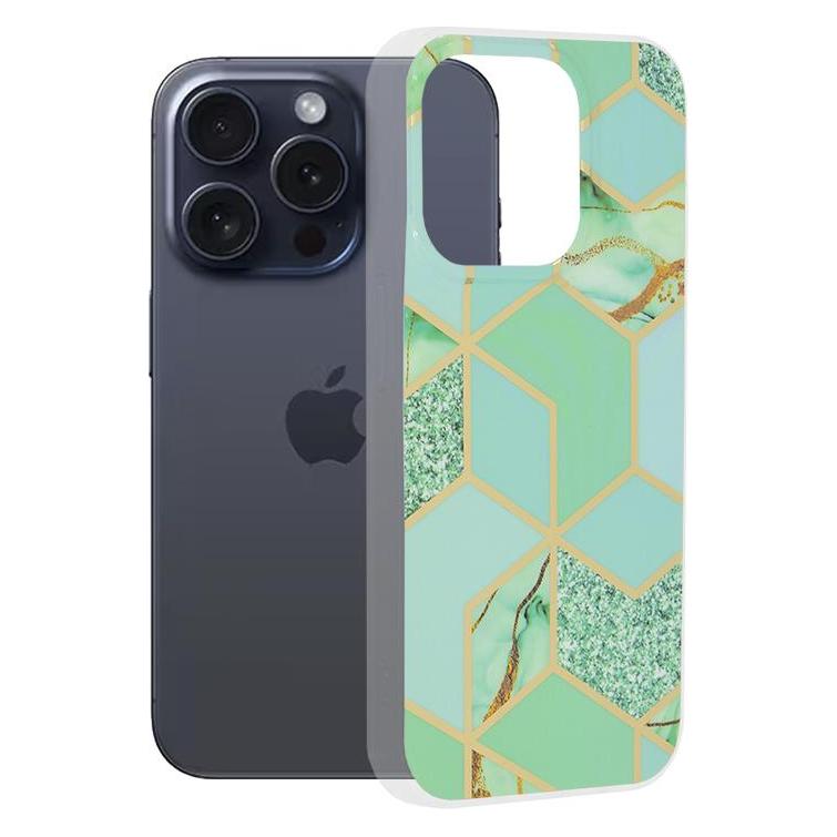 Techsuit - Marble Series - iPhone 15 Pro - Green Hex (Apple iPhone 15 Pro) (56342575)