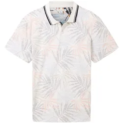 Tom Tailor Herren Poloshirt INSIDE OUT - Regular Fit - Light Blue tonal leaf design 31838 - L