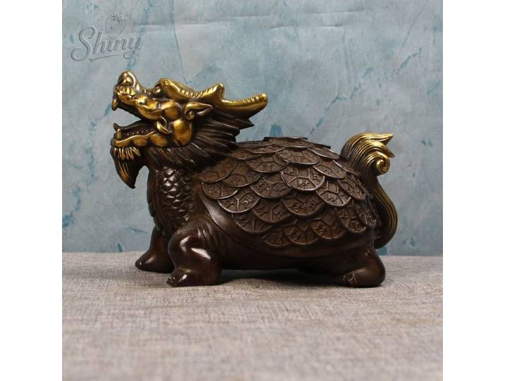 Statue de tortue dragon de style antique, décoration de bureau, décoration de la maison, figurine d'animal en métal, artisanat Feng Shui, cadeau porte-bonheur