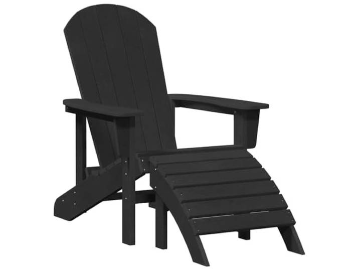 Adirondack-Stuhl Schwarz HDPE Modernes Design, geneigte Rückenlehne, breite Armlehnen, stabile Beine, wetterfest, pflegeleicht