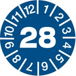 Dreifke® Prüfplakette 28 blau/weiß - 30 mm Folie selbstklebend, 10 St