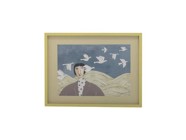 Illustration avec cadre 62x47 cm en bois de sapin multicolore Fly