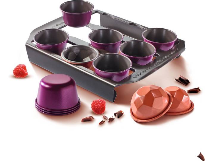 OttoSimon bakvorm set Tefal creabake paars 12 stuks metaal.