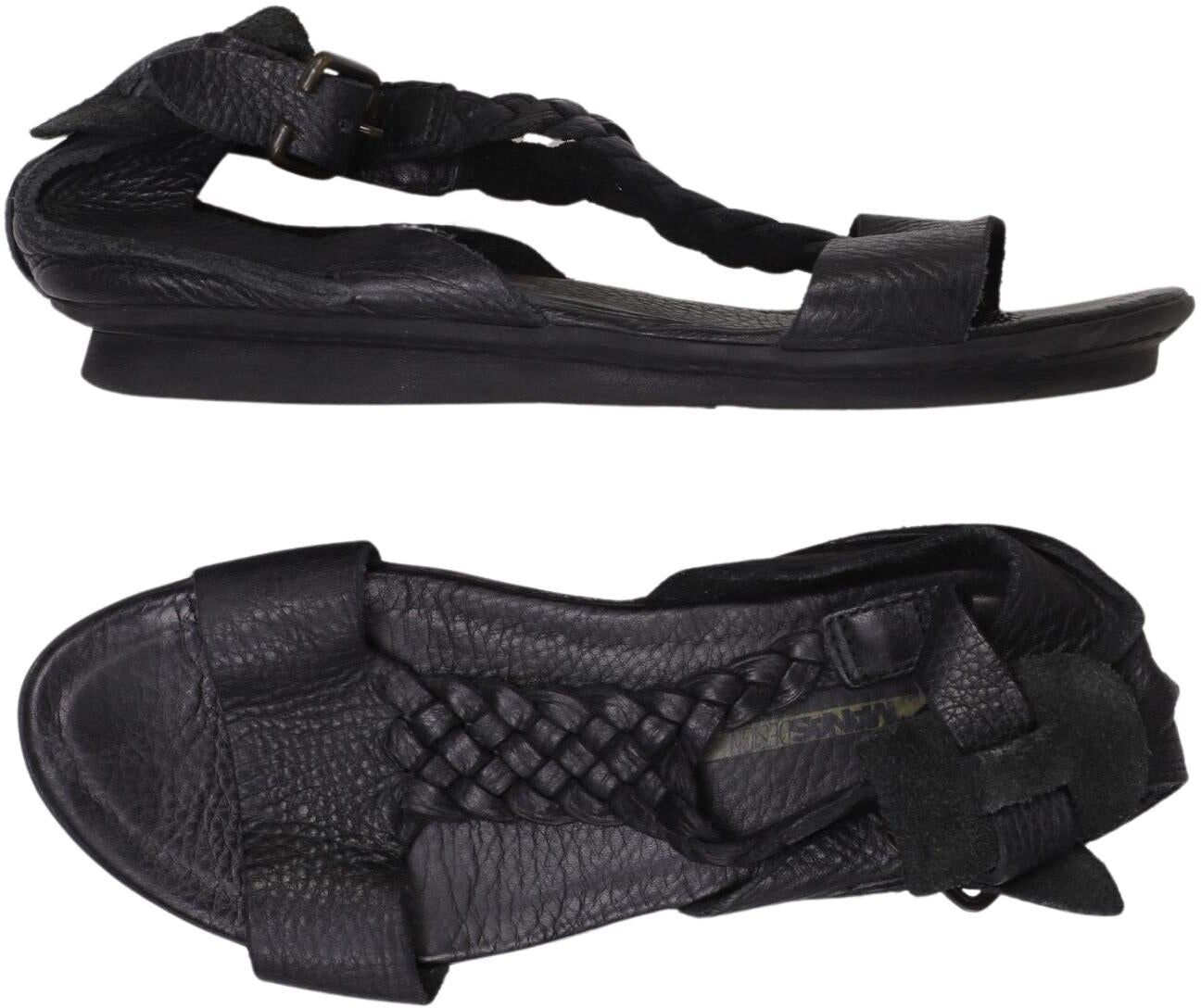 manas Damen Sandalen, Schwarz, Gr. EU 37, Leder - Second Hand
