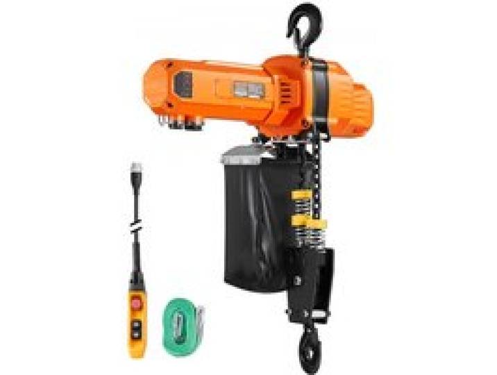 VEVOR Palan Électrique à Chaîne 1000 kg Palan Électrique Hauteur de Levage 6 m pour Usines, Entrepôts, Garages, Pont Roulant, Monophasé 230 V, avec Télécommande Filaire de 4,5 m, Double Chaîne G100