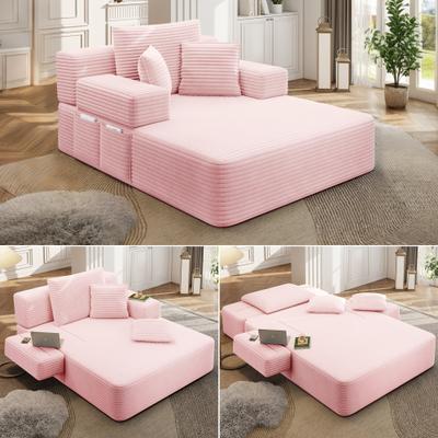 Loedds 48.5-inch Convertible Sleeper Chair with Convertible Design, Storage, Chaise and Spring Seat Support