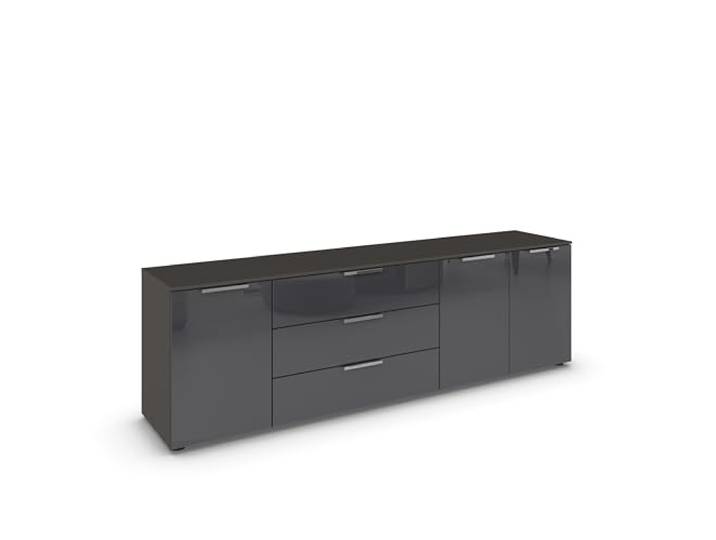 Rauch Möbel Flipp, Kommode, Farbe Glas Basalt/Graphit, Breite 199 cm