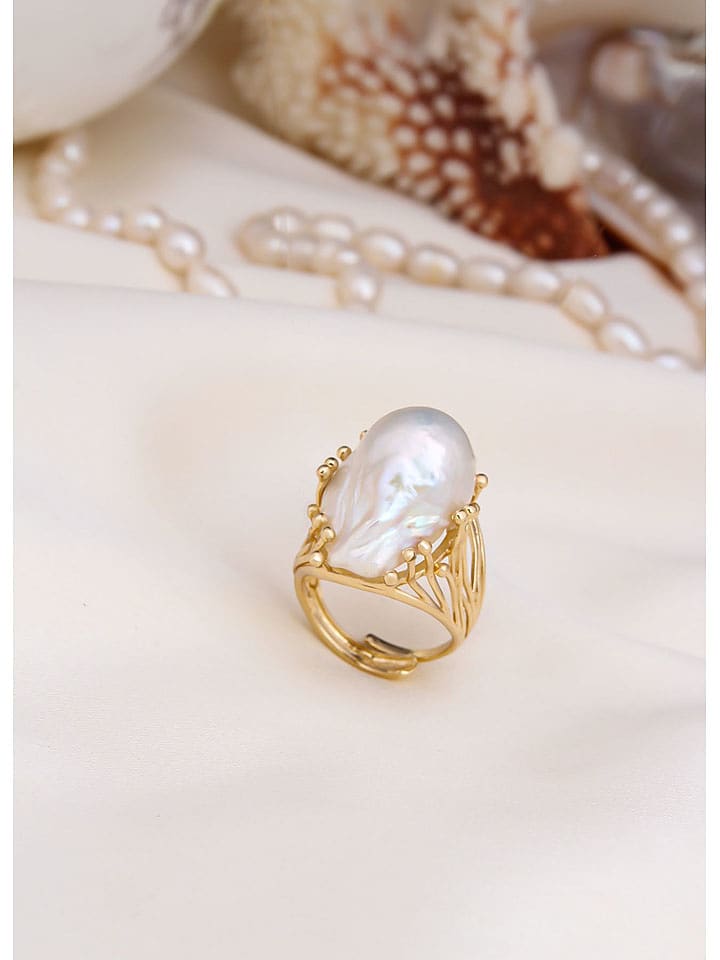 L'Atelier de Gaia Vergold. Ring mit Perle - onesize