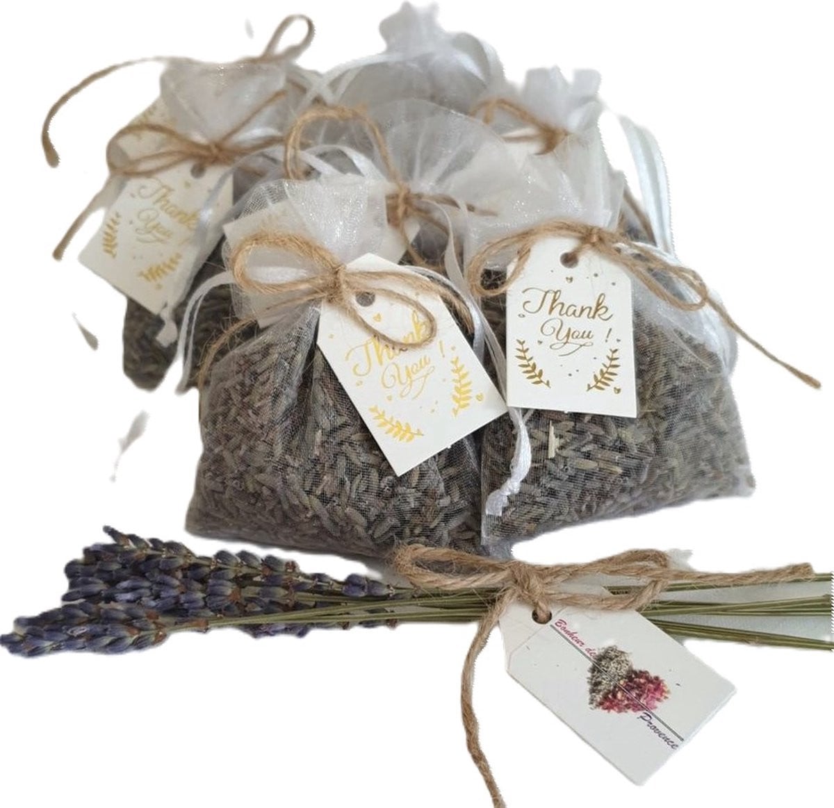 Bonheur de Provence 10 witte organza geurzakjes met biologische lavendel