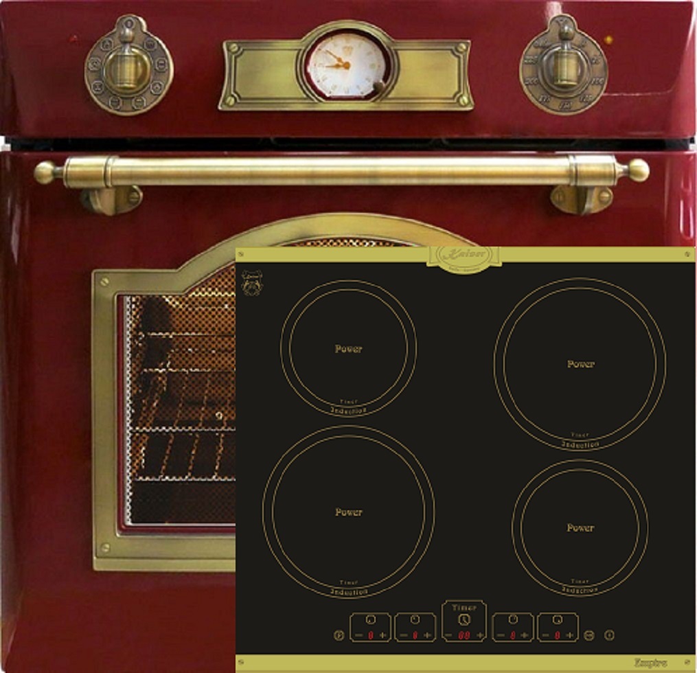 Herd Set Autark Kaiser Empire EH 6355 RotEm Elektro Einbau Backofen Autark 60cm 67L 8 Funktionen in ROT+KCT 6195 IEm Induktionskochfeld 60cm