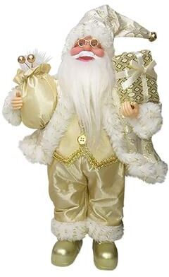 Uplifted Goods Festive Standing Santa Claus Figurine For Holiday Decor gold 11.8x5.9in