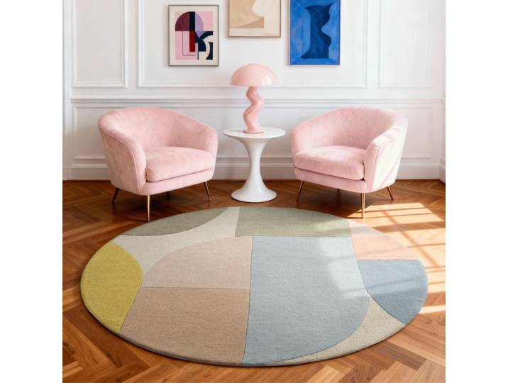 Wollteppich TED BAKER Piccadilly , bunt (creme multifarben), H:17mm Ø:160cm, Wolle, Teppiche, Wollteppich, Wolle, Naturteppich, Handgemacht, Wohnzimmer, Schlafzimmer, bunt