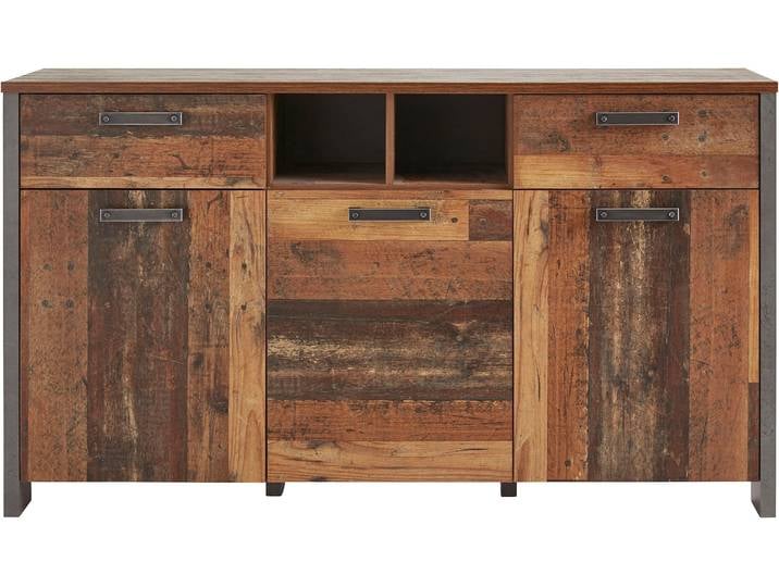 Sideboard FORTE Clif , grau (old wood vintage, beton, optik), B:156,4cm H:86,3cm, Holzwerkstoff, Sideboards, Sideboard, Breite 156 cm