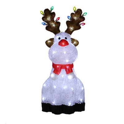 OTTO HOME LED Dekofigur "Acryl Figur GAVVEN mit warmweißen LED's", weiß (weiß, rot, braun), H: 33cm, 1 Stk., Rentier, Leuchten, Batteriebetrieb (3xAA) mit 6/18 Std. Timer, Zuleitung 50 cm