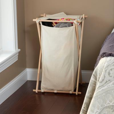 Household Essentials "X-Frame Folding Wood Laundry Hamper - 17.0""L x 19.0""W x 30.0""H"