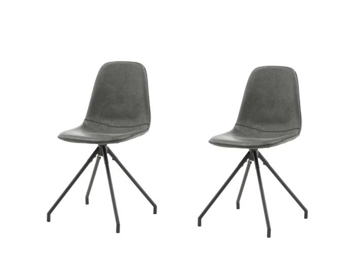 Esszimmerstuhl VENTURE HOME Polar, 2er-Set drehbare Esszimmerstühle in Schwarz-PU, mit Steppung , grau (schwarz, schwarz), B:44cm H:88cm T:54cm, Stühle, Esszimmerstuhl, Drehstuhl, Lederlook, Metallbeine, Ziernähte, edel