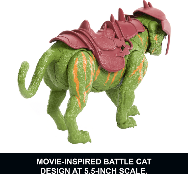 Mattel Masters of the Universe Movie Battle Cat Feature Action Figure with Chomp ; Roar - 5.5 in Green Tiger Toy for Kids
