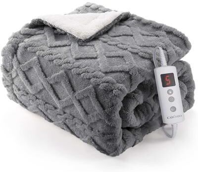 YUN Thick Tufted Sherpa Heated Blanket Twin with 6 Heating Levels and 8 Time Settings