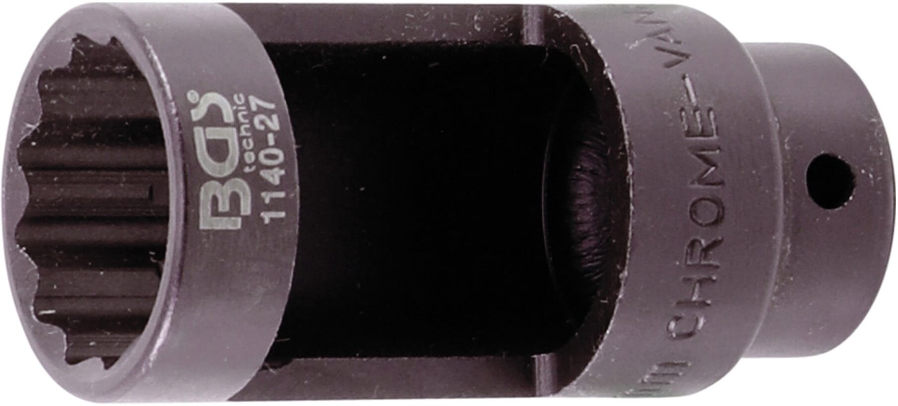 BGS Lambdasonden-Einsatz Antrieb Innenvierkant 12,5 mm (1/2") SW 27 mm Zwölfkant, 28 mm Fenster ; BGS technic (1140-27)