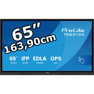Iiyama Digital-Signage ProLite TE6513A-B3AG, 64,5 Zoll, 4K UHD 3840 x 2160 Pixel, 24/7 Betriebszeit, Touchscreen
