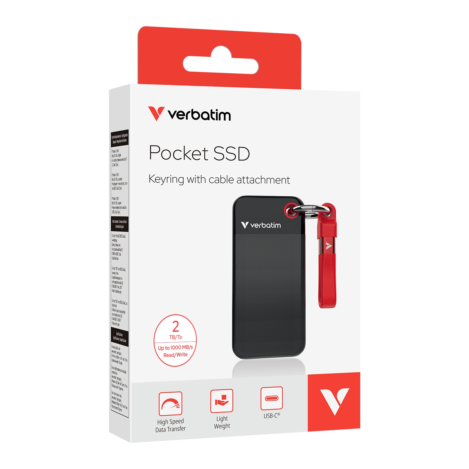 Verbatim Pocket SSD 2 TB externe Festplatte (SSD) USB-C Schwarz