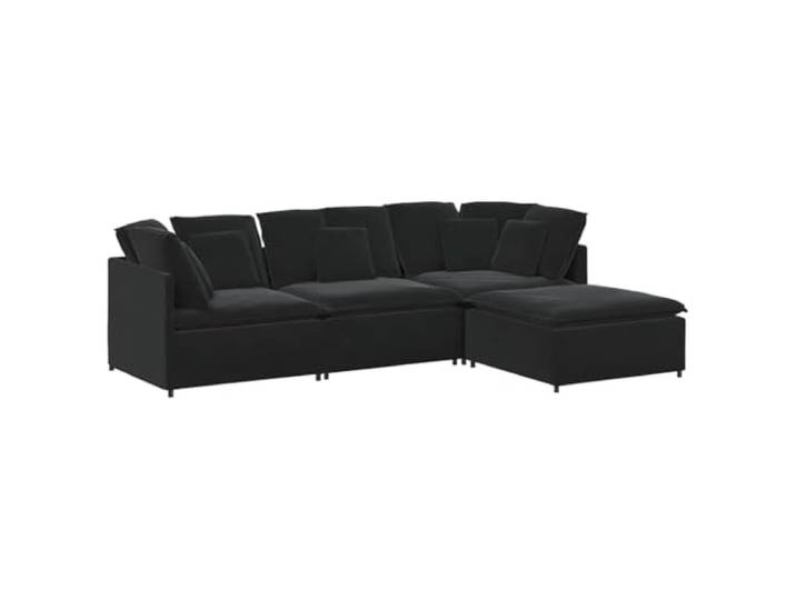 Makastle Modulares Sofa Couch mit Fußhocker Kissen Samt Schwarz
