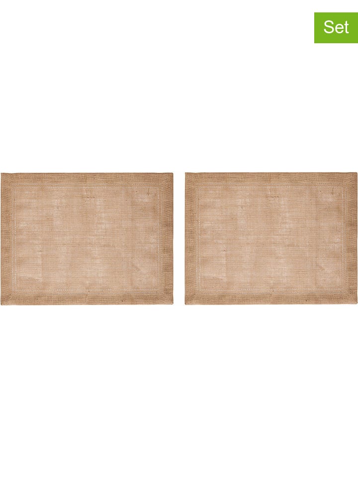 Mikasa 2er-Set: Jute-Tischsets in Beige - (L)45 x (B)35 cm - onesize