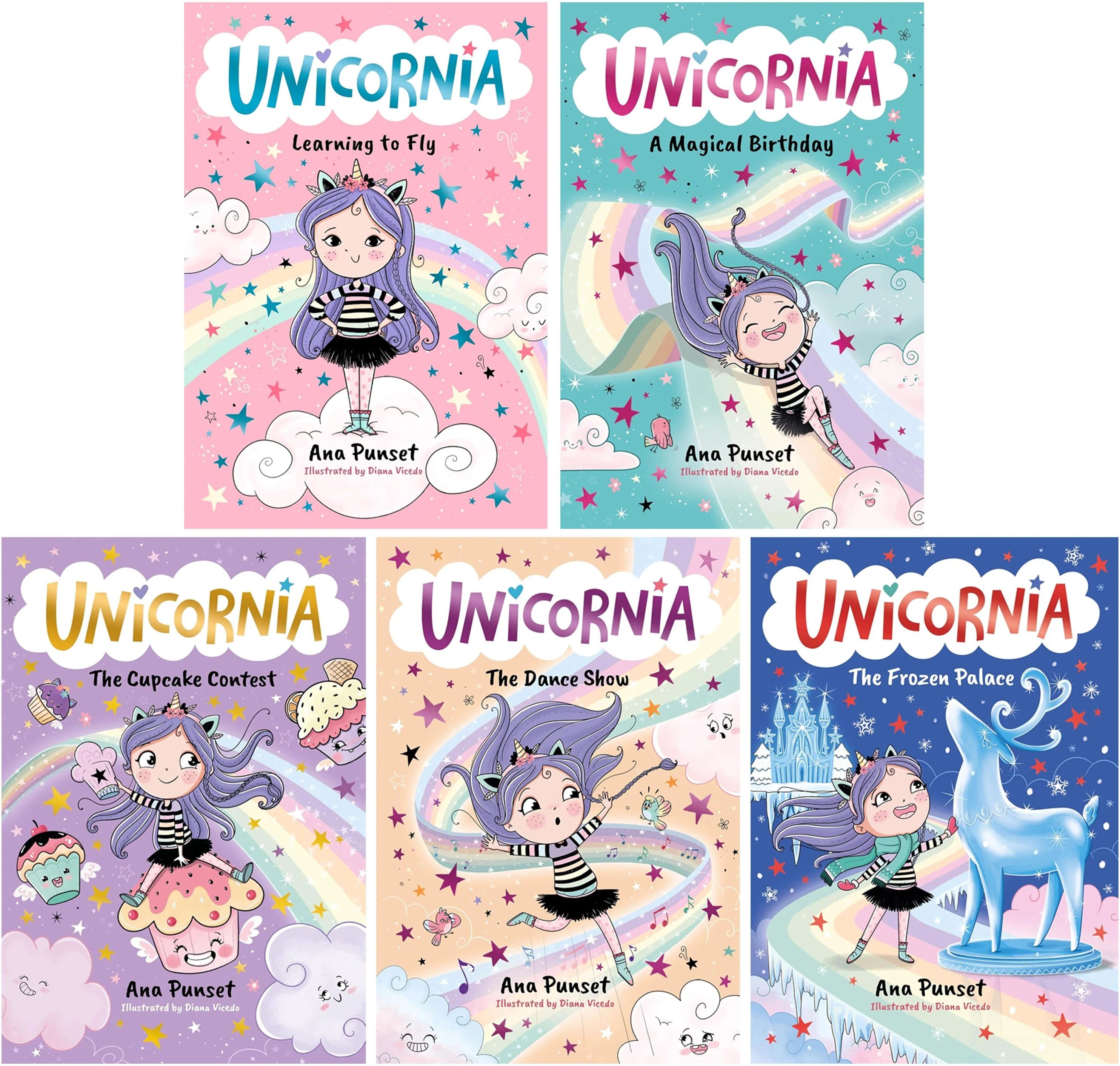 Walker Books The Magic of Unicornia Series 5 Books Collection Set By Ana Punset (Learning to Fly, A Magical Birthday, The Cupcake Contest, The Dance Show & The Fro